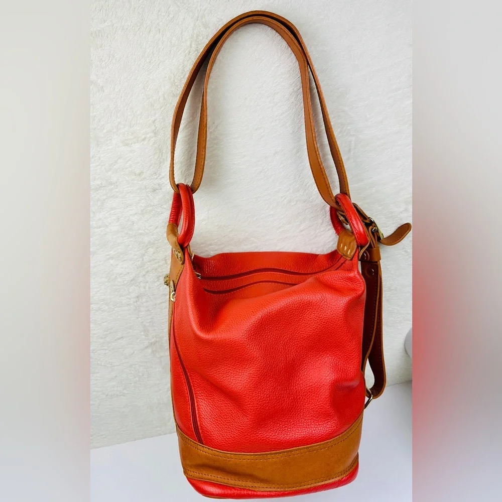 RARE Vintage Valentina Coral Convertible Bucket Bag Leather